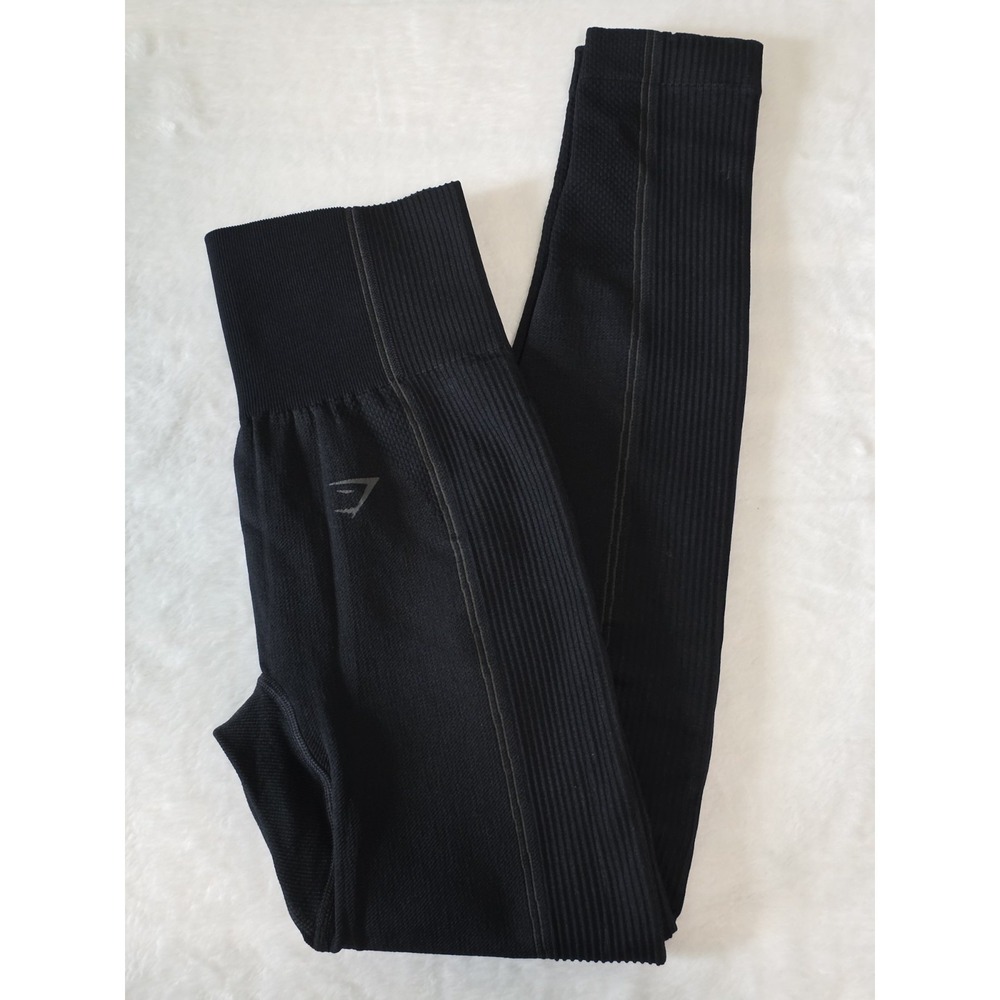 Gymshark womens XS Black Light Hold seamless Light ribbed workout legging